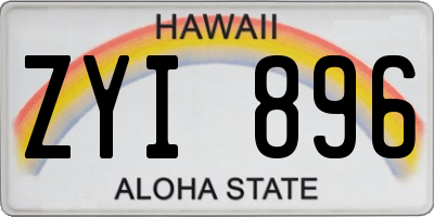 HI license plate ZYI896