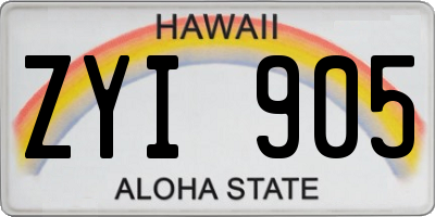 HI license plate ZYI905