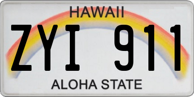 HI license plate ZYI911