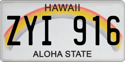 HI license plate ZYI916