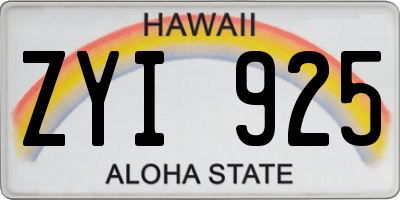 HI license plate ZYI925
