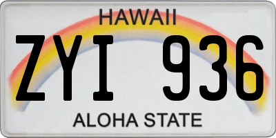 HI license plate ZYI936