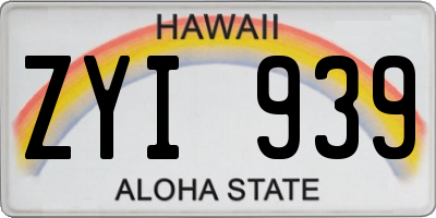 HI license plate ZYI939