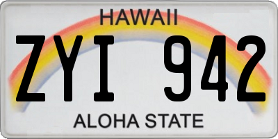 HI license plate ZYI942