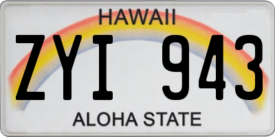 HI license plate ZYI943