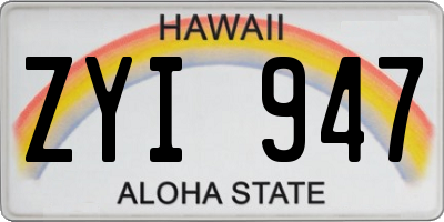 HI license plate ZYI947