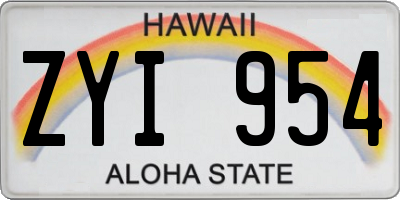 HI license plate ZYI954
