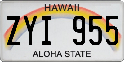 HI license plate ZYI955