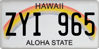 HI license plate ZYI965