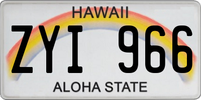 HI license plate ZYI966