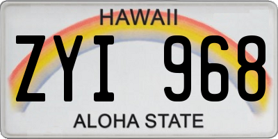 HI license plate ZYI968