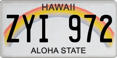 HI license plate ZYI972
