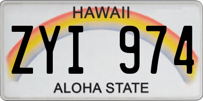 HI license plate ZYI974