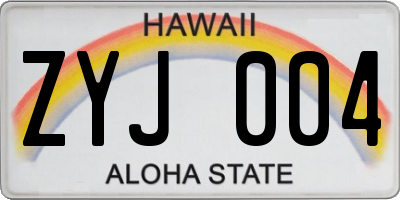 HI license plate ZYJ004