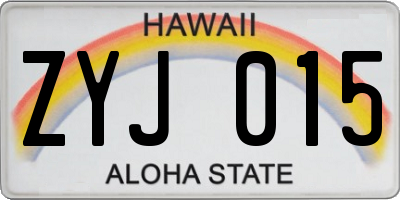 HI license plate ZYJ015