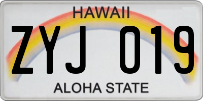 HI license plate ZYJ019