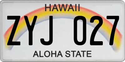 HI license plate ZYJ027