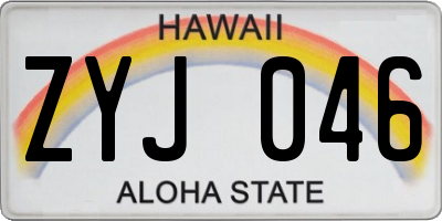 HI license plate ZYJ046