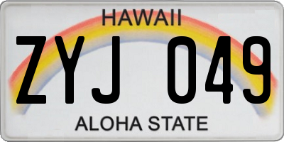 HI license plate ZYJ049