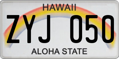 HI license plate ZYJ050