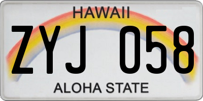 HI license plate ZYJ058