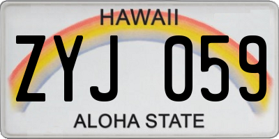 HI license plate ZYJ059