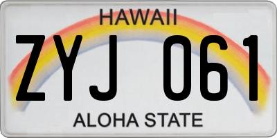 HI license plate ZYJ061