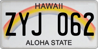HI license plate ZYJ062