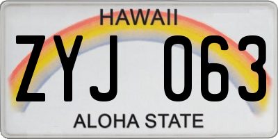 HI license plate ZYJ063