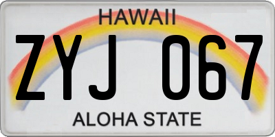 HI license plate ZYJ067