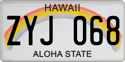 HI license plate ZYJ068
