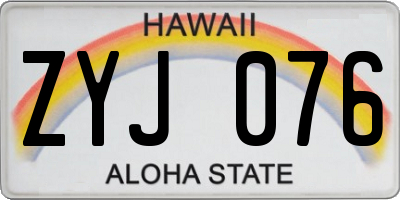 HI license plate ZYJ076