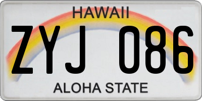 HI license plate ZYJ086
