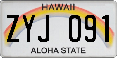 HI license plate ZYJ091
