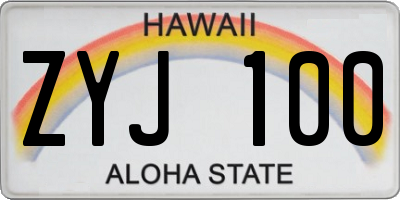 HI license plate ZYJ100