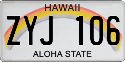 HI license plate ZYJ106