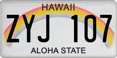 HI license plate ZYJ107