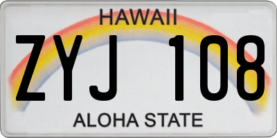 HI license plate ZYJ108