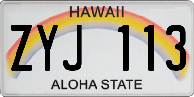 HI license plate ZYJ113
