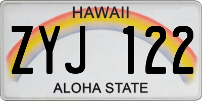 HI license plate ZYJ122