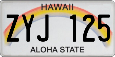HI license plate ZYJ125