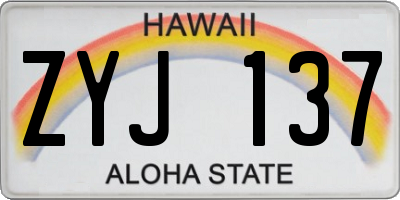 HI license plate ZYJ137