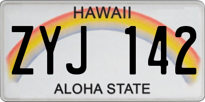 HI license plate ZYJ142