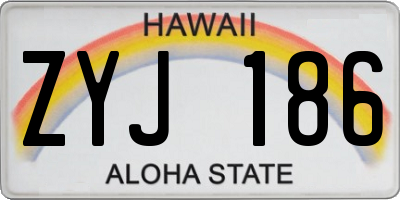 HI license plate ZYJ186
