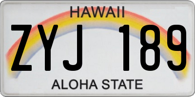 HI license plate ZYJ189