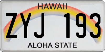 HI license plate ZYJ193