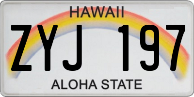 HI license plate ZYJ197