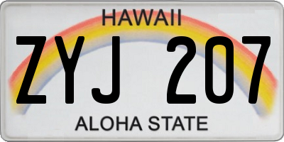 HI license plate ZYJ207