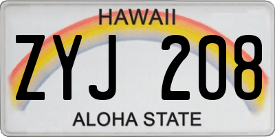 HI license plate ZYJ208