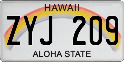 HI license plate ZYJ209